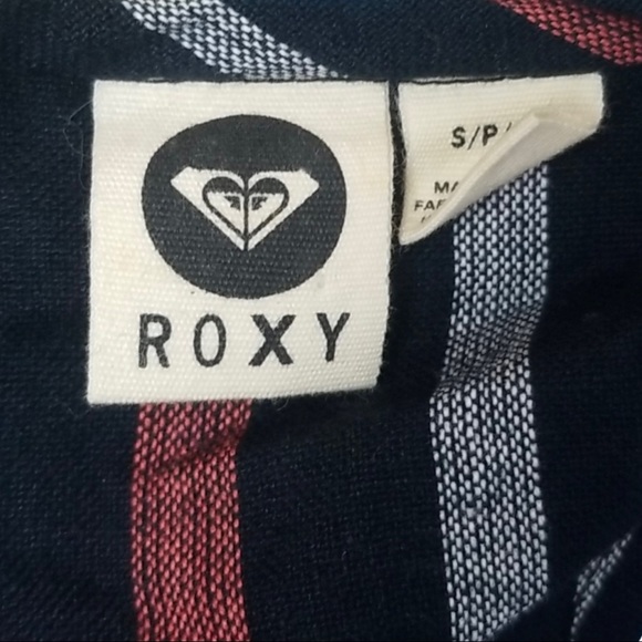 Roxy 📌Sz small navy blue & red striped tunic tank, tassels on bottom scoop neck - Picture 5 of 5